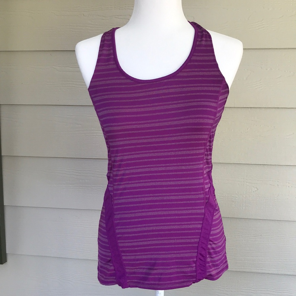 Athleta Striped Tank Top Zipper back pocket small